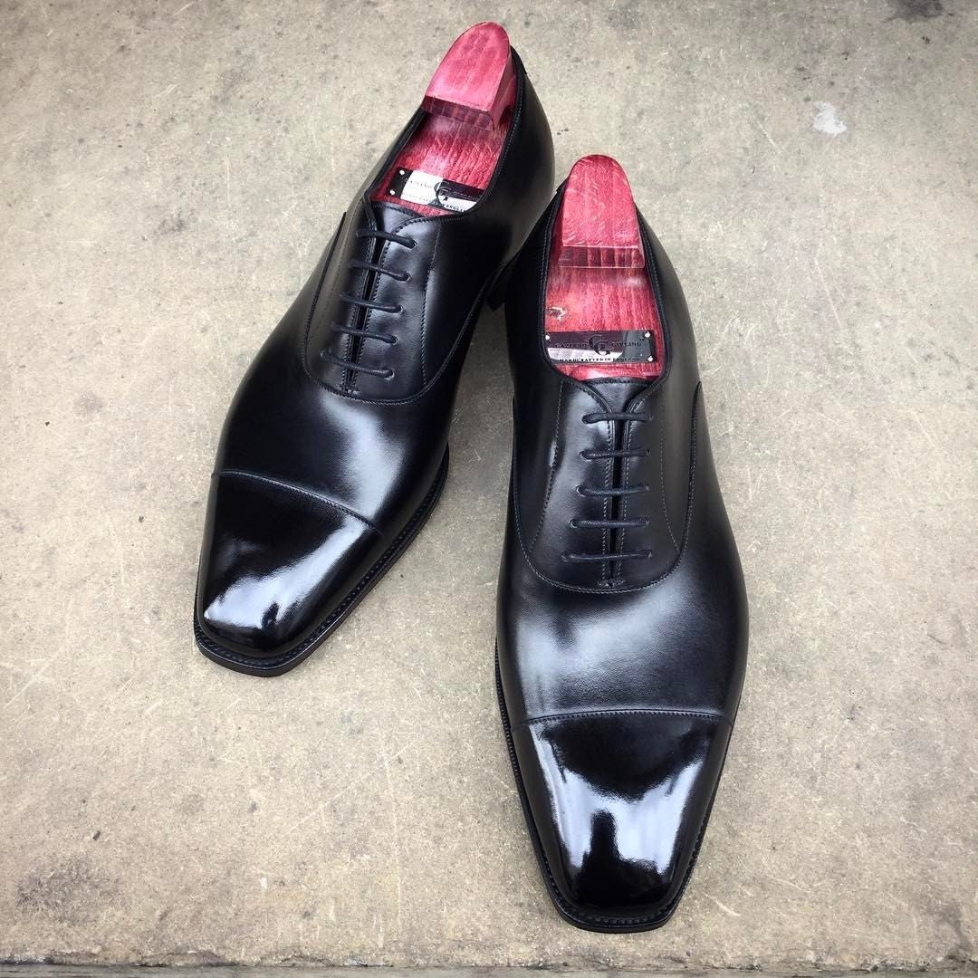 Men's fashion "Oxford" of black calfskin shoes