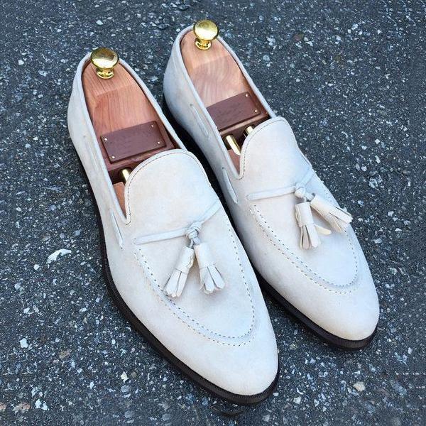 Blue Suede Slip On Loafer Tassel Shoes(3colors)