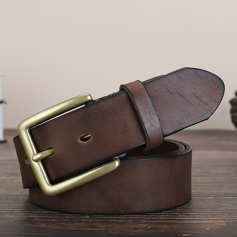 Pin buckle top layer cowhide casual retro pants belt accessories(3 color)