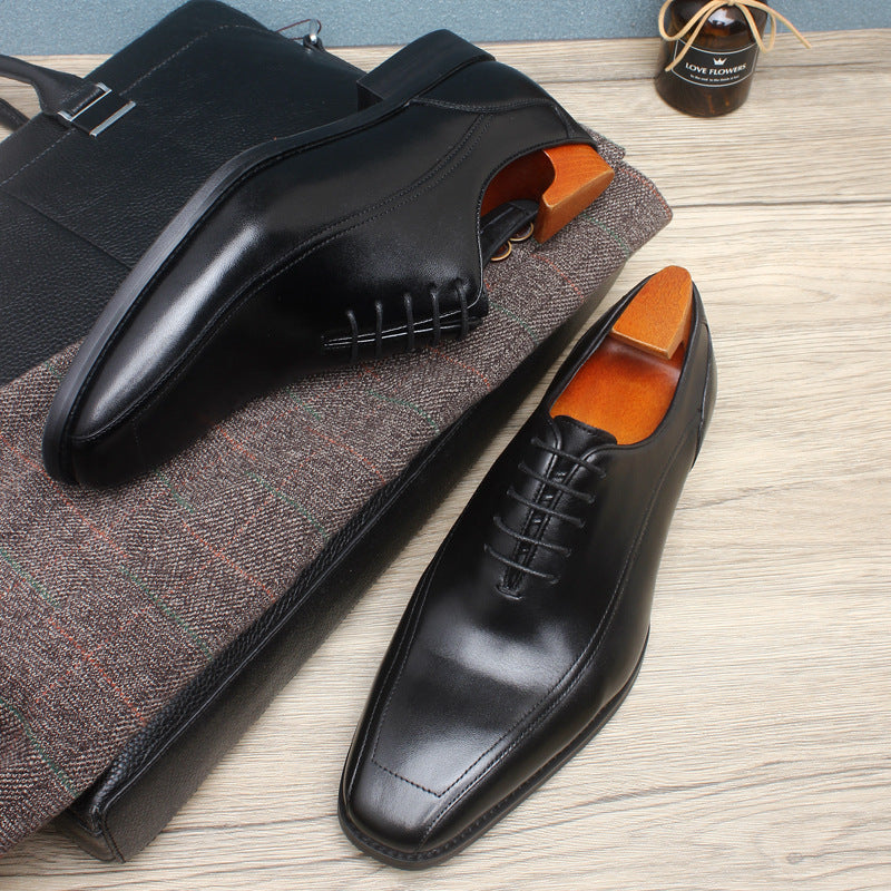 fashion handmade leather shoes square toe wedding shoes