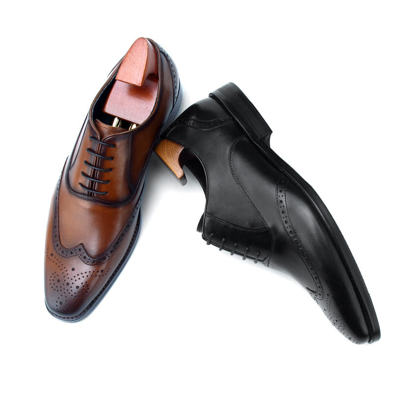 brogue engraved men's british leather shoes